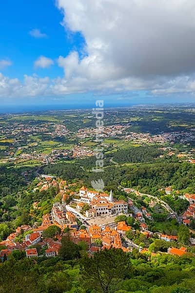 Sintra town, high angle view, Sintra, Portugal