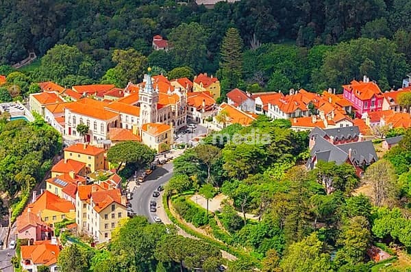 Sintra town, high angle view, Sintra, Portugal