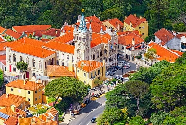 Sintra town, high angle view, Sintra, Portugal