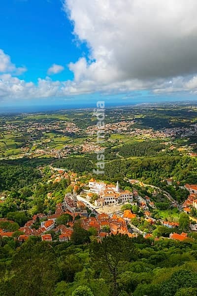 Sintra town, high angle view, Sintra, Portugal