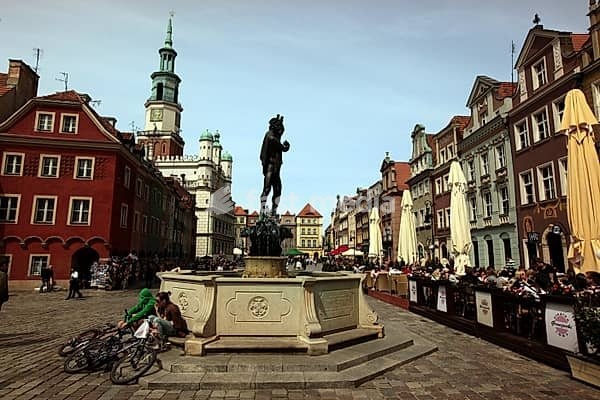 The Stray Rynek square in the old town of Poznan in Poland in east Europe