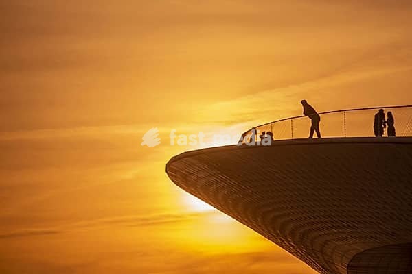 The Museu de Arte, Arquitetura and Tecnolocia or MAAT at the Rio Tejo in Belem near the City of Lisbon in Portugal. Portugal, Lisbon, October, 2021