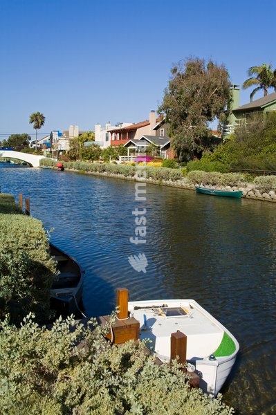 Houses on the canals in Venice Beach, Los Angeles, California, United States of America, North America