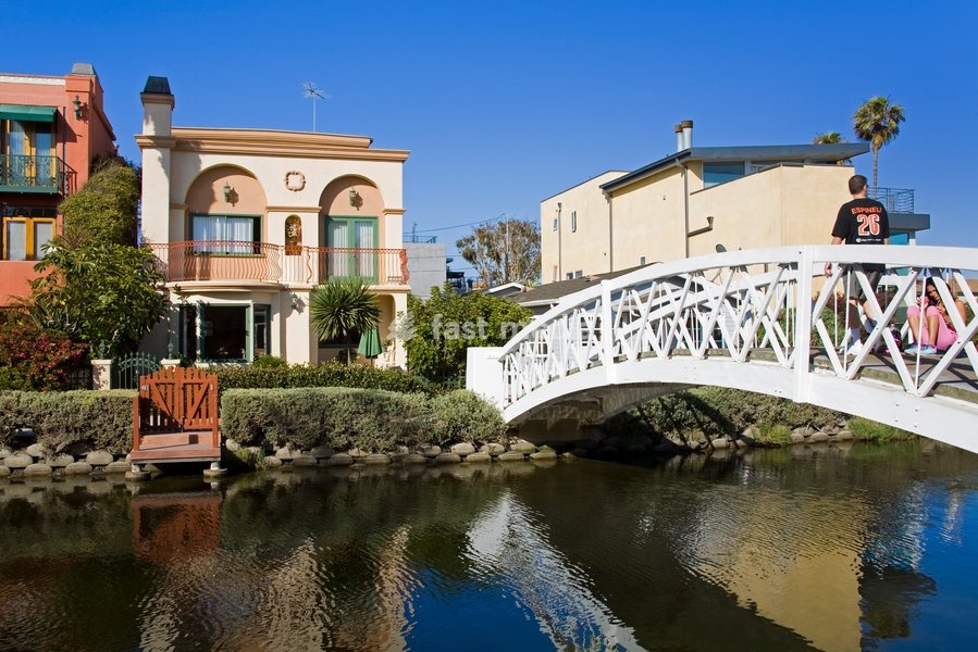 Houses on the canals in Venice Beach, Los Angeles, California, United States of America, North America