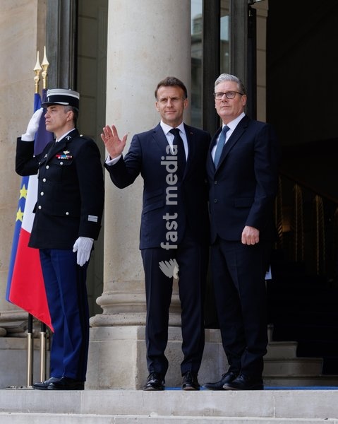 17/04/2026. Paris, France. Prime Minister Keir Starmer and French President, Emmanuel Macron co-host the Strait of Hormuz Summit at the Elysee Palace
