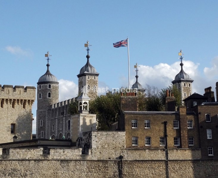 The Tower of London, a historic castle located on the north bank of the River Thames in central London. Construction began in the 11th Century. Dated 2014