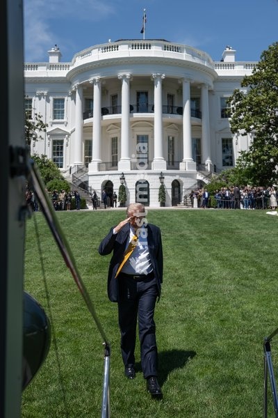 President Donald J. Trump boards Marine One on the South Lawn of the White House, Tuesday, May 12, 2026, en route to Joint Base Andrews for a trip to Beijing, China