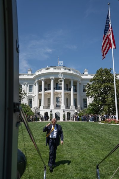 President Donald J. Trump boards Marine One on the South Lawn of the White House, Tuesday, May 12, 2026, en route to Joint Base Andrews for a trip to Beijing, China