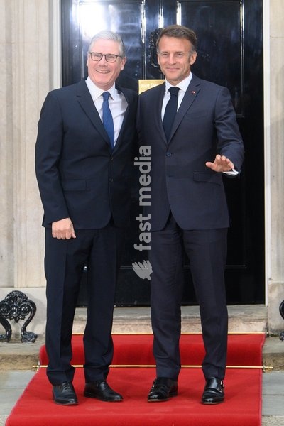 British Prime Minister Sir Keir Starmer and French President Emmanuel Macron pose for a photo in Downing Street, London, England, UK on Sunday 7 June, 2026