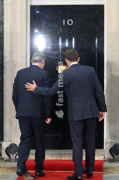 British Prime Minister Sir Keir Starmer and French President Emmanuel Macron pose for a photo in Downing Street, London, England, UK on Sunday 7 June, 2026