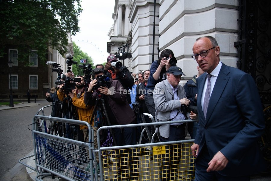 German Chancellor Frederich Merz arrives for a quadliateral meeting in Downing Street, London, England, UK on Sunday 7 June, 2026