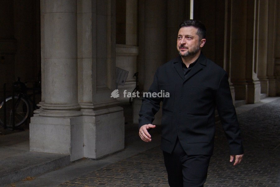 Ukrainian President Volodymyr Zelenskyy arrives for a quadliateral meeting in Downing Street, London, England, UK on Sunday 7 June, 2026