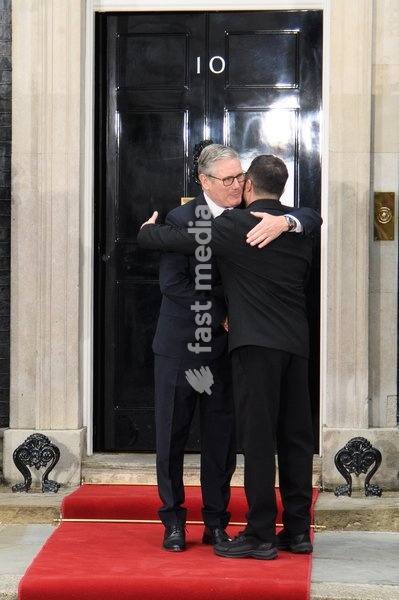 British Prime Minister Sir Keir Starmer poses for a photo with Ukrainian President Volodymyr Zelenskyy as he arrives for a quadliateral meeting in Downing Street, London, England, UK on Sunday 7 June, 2026