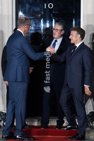 (L-R) - German Chancellor Frederich Merz, Ukrainian President Volodymyr Zelenskyy, French British Prime Minister Sir Keir Starmer and President Emmanuel Macron pose forr a photo in Downing Street, London, England, UK on Sunday 7 June, 2026