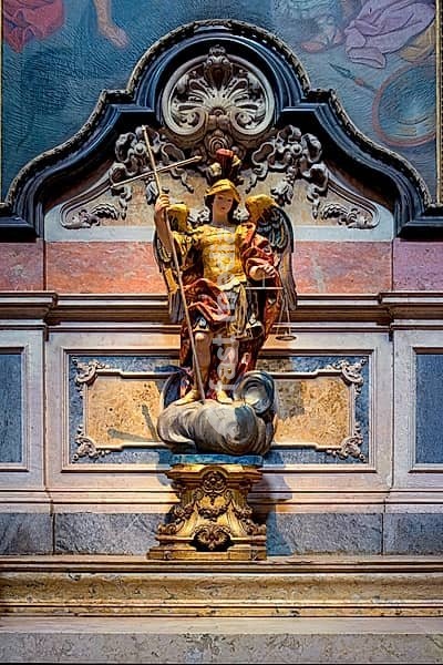 Estrela Basilica and Convent of the Most Sacred Heart of Jesus, Gilded wooden statue representing Saint Michael as a warrior, Lisbon, Portugal