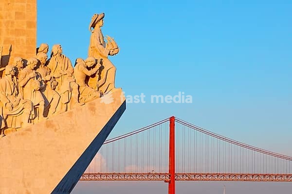Monument to the Discoveries (Padrao dos Descobrimentos) at sunset, Belem, Lisbon, Portugal