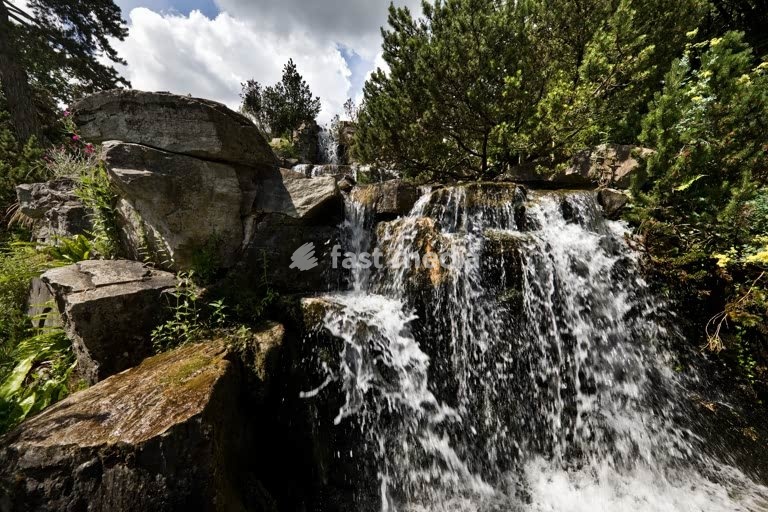 Essen, Grugapark, waterfall in the Alpinum. Essen, 10 June 2026