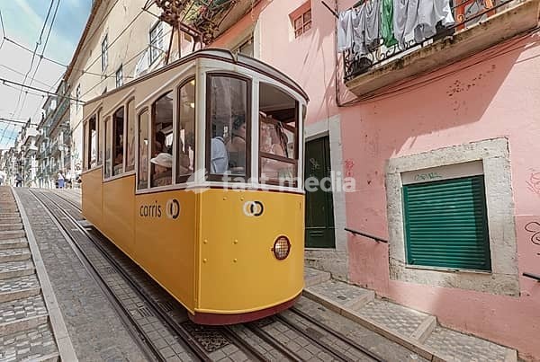 View of the Bica Funicular, Lisbon, Portugal