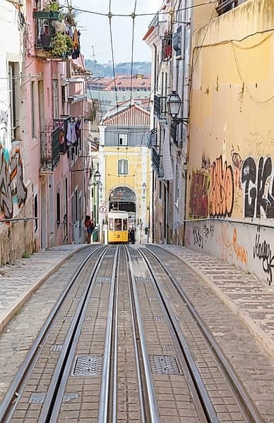 View of the Bica Funicular, Lisbon, Portugal