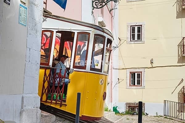 View of the Bica Funicular, Lisbon, Portugal