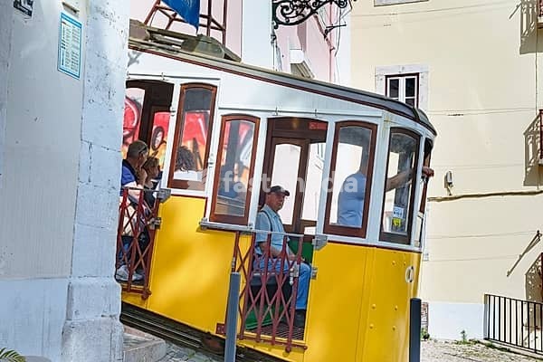 View of the Bica Funicular, Lisbon, Portugal