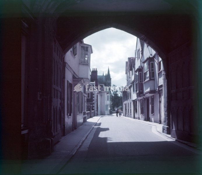 Gateway to the Cathedral, Salisbury, Wiltshire, c1955. View through the North Gate or High Street Gate in the old city walls