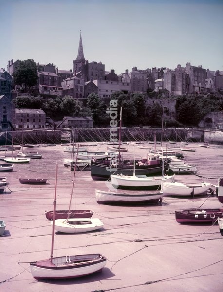 Tenby Harbour, Pembrokeshire, c1955. Seaside town in south west Wales