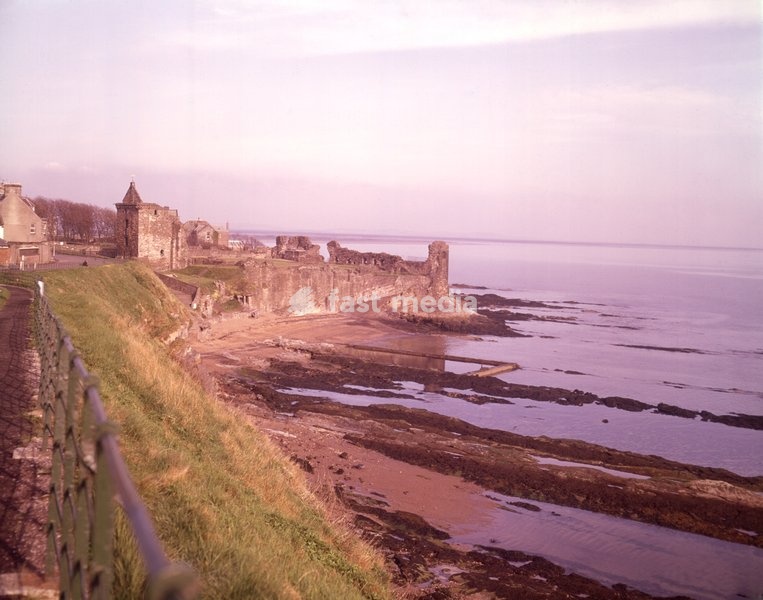 St Andrews Castle, Fife, Scotland, c1955. The castle, built c1200, sits on a rocky promontory overlooking the North Sea