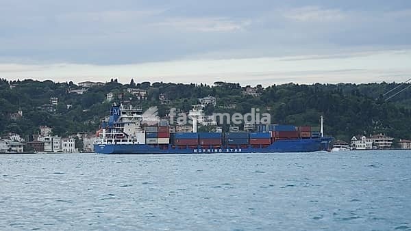 Large commercial cargo ships transit through the Bosphorus on their way to the Strait of Hormuz. Closure of the Strait of Hormuz. Targeting cargo ships in the Strait of Hormuz. Turkey, 08 July 2026, Istanbul, Turkey