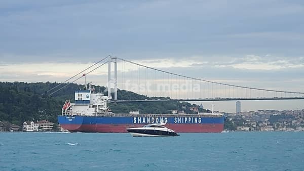 Large commercial cargo ships transit through the Bosphorus on their way to the Strait of Hormuz. Closure of the Strait of Hormuz. Targeting cargo ships in the Strait of Hormuz. Turkey, 08 July 2026, Istanbul, Turkey