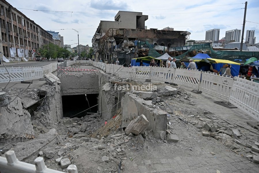 An underpass near the Lukianivska metro station is damaged by the recent massive Russian attack, Kyiv, Ukraine, July 21, 2026. On Sunday night, July 19, 2026, Russia launched a massive missile strike on the Ukrainian capital. The Lukianivka historical neighbourhood was hit again. The strike damaged…
