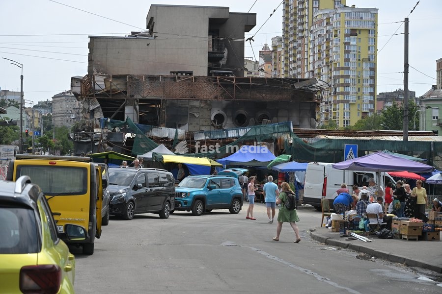 The area near the Lukianivska metro station is badly damaged by Russian attacks, Kyiv, Ukraine, July 21, 2026. On Sunday night, July 19, 2026, Russia launched a massive missile strike on the Ukrainian capital. The Lukianivka historical neighbourhood was hit again. The strike damaged the Lukianivska…