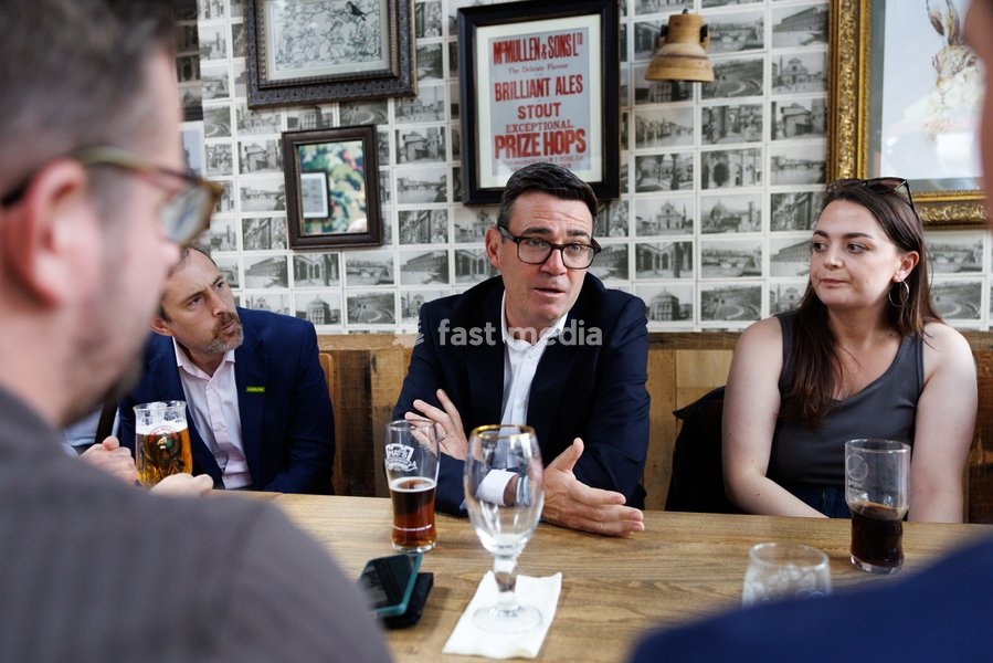 23/07/2026. Harlow, United Kingdom. Prime Minister Andy Burnham and Chancellor of the Exchequer John Healey visit the Hare pub as the government announces a 20 percent cut in business rates for pubs, clubs and live music venues