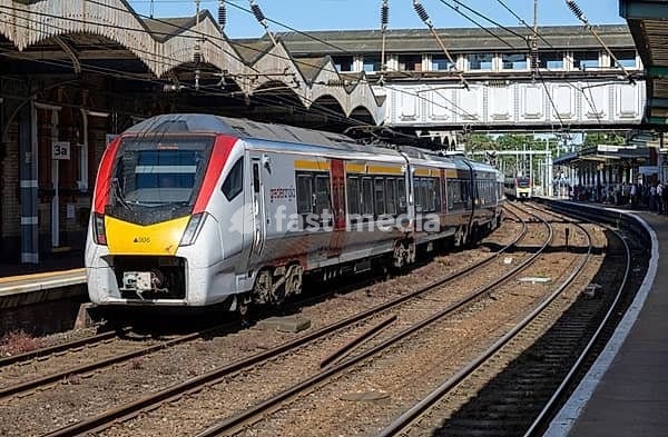 British Rail Class 755 bi-modal multiple unit Stadler FLIRT train operated by Greater Anglia, Ipswich railway station, Suffolk, England, UK
