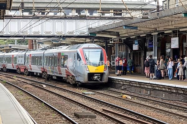 British Rail Class 755 bi-modal multiple unit Stadler FLIRT train operated by Greater Anglia, Ipswich railway station, Suffolk, England, UK