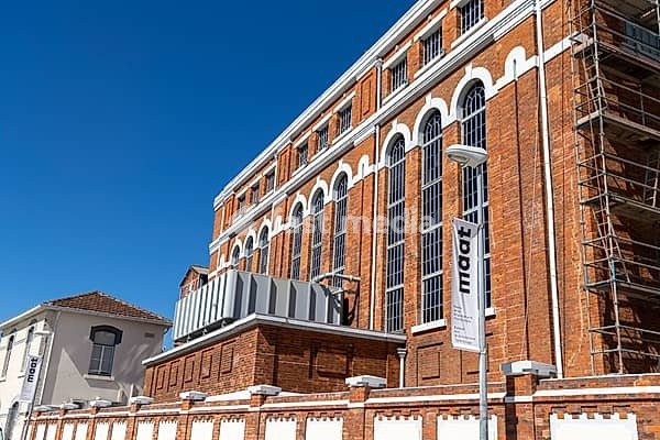 Former power station on the banks of the Tagus river now forms part of the MAAT, Museum of Art, Architecture and Technology, Belem district, Lisbon, Portugal