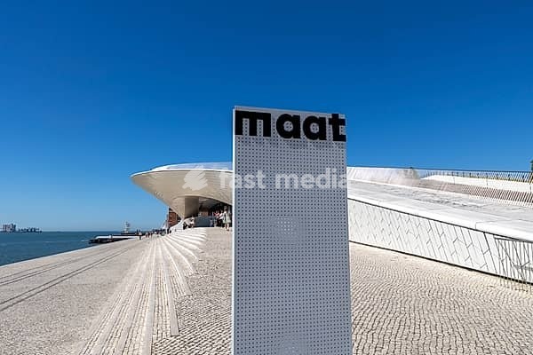 Modern extension of the MAAT, Museum of Art, Architecture and Technology, beside the tagus river in Belem District, Lisbon, Portugal