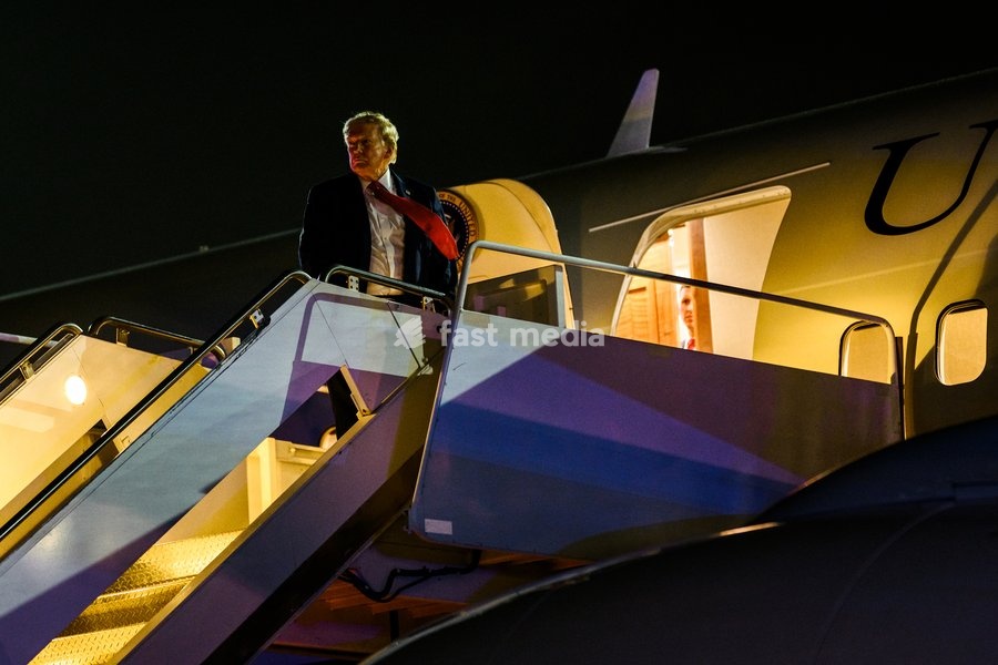 President Donald J. Trump boards Air Force One at Myrtle Beach International Airport after attending a rally for U.S. Sen. Darline Graham (R-SC) in Myrtle Beach, South Carolina, Friday, August 21, 2026. (Official White House