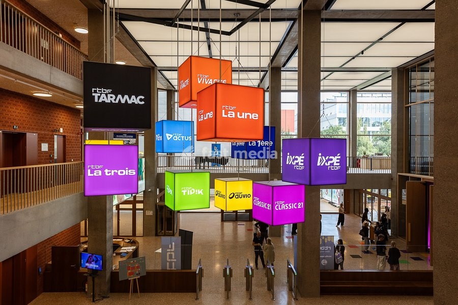 Media Square, the headquarters of French-speaking public radio television RTBF in Brussels, Wednesday 26 August 2026