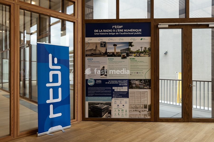 Media Square, the headquarters of French-speaking public radio television RTBF in Brussels, Wednesday 26 August 2026