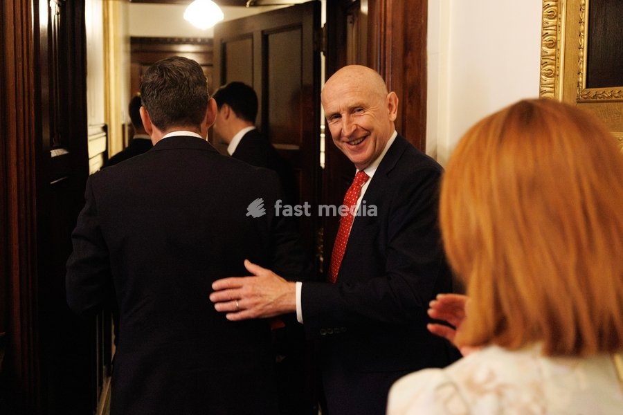 02/09/2026. London, United Kingdom. Prime Minister Andy Burnham prepares for his first PMQs in his Parliamentary Office with John Healey, Chancellor of the Exchequer