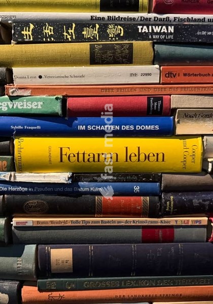 Göttingen, Forum Wissen, the interdisciplinary museum of Georg-August University. The building originally housed the Natural History Museum, which opened in 1879. Books in the walk-in ‘Book Tower’. An exhibition piece on the theme of libraries. Göttingen, 20 August 2026