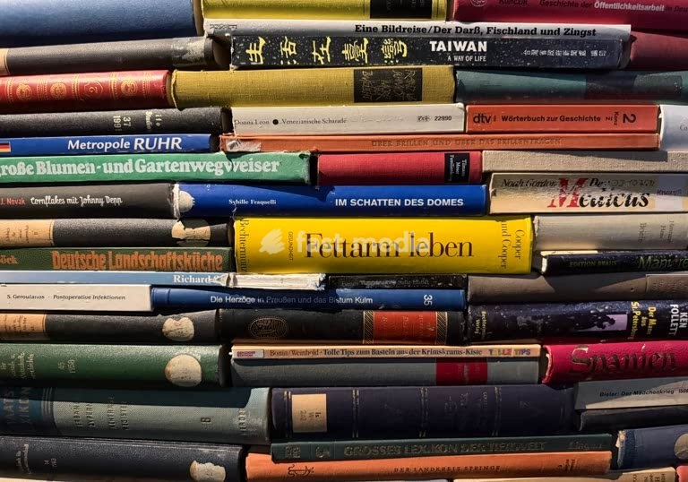 Göttingen, Forum Wissen, the interdisciplinary museum of Georg-August University. The building originally housed the Natural History Museum, which opened in 1879. Books in the walk-in ‘Book Tower’. An exhibition piece on the theme of libraries. Göttingen, 20 August 2026