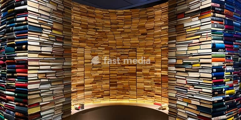 Göttingen, Forum Wissen, the interdisciplinary museum of Georg-August University. The building originally housed the Natural History Museum, which opened in 1879. Books in the walk-in ‘Book Tower’. An exhibition piece on the theme of libraries. Göttingen, 20 August 2026