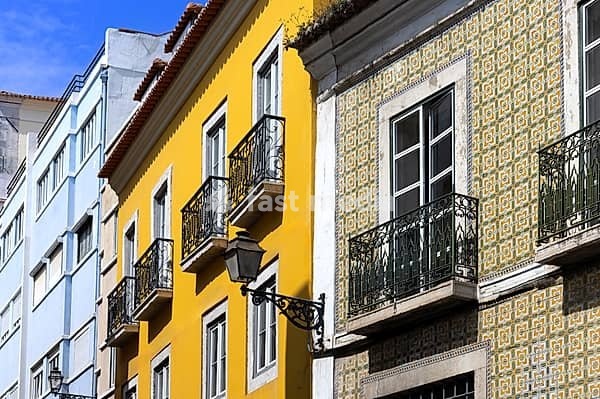 Lisbon, Colorful streets of historic Alfama neighbourhood in historic city center