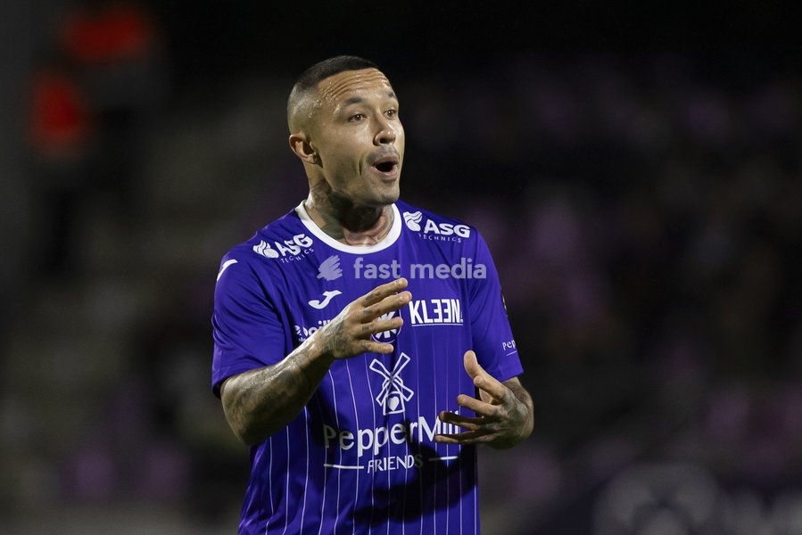Patro Eisden's Radja Nainggolan gestures during a soccer match between Patro Eisden Maasmechelen and KAS Eupen, Sunday 13 September 2026 in Maasmechelen, on day 5 of the 2026-2027 'Challenger Pro League' second highest division of the Belgian championship