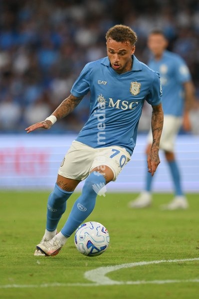 Noa Lang of Napoli seen in action during the match of Serie A Enilive Football Match between Napoli vs Bologna at the Maradona Stadium on 13 September 2026 in Napoli, Bologna. Napoli-Bologna 1-1