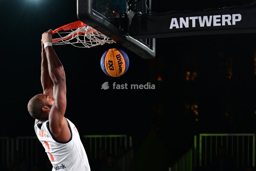 Nesta Agasi pictured during the final game of the 3x3 basketball between Netherlands and Latvia at the men's FIBA 3x3 Europe Cup, on Sunday 13 September 2026 in Antwerp