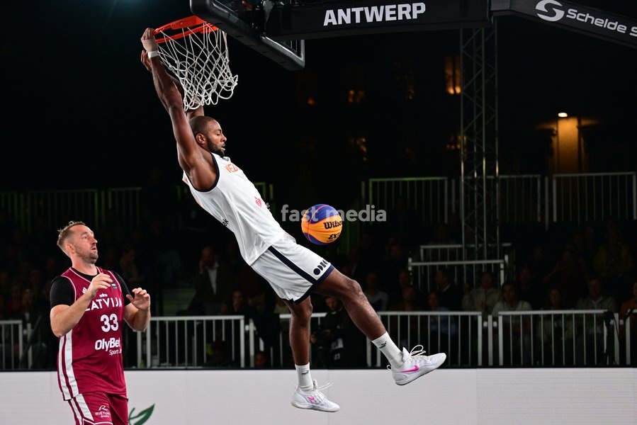 Nesta Agasi pictured during the final game of the 3x3 basketball between Netherlands and Latvia at the men's FIBA 3x3 Europe Cup, on Sunday 13 September 2026 in Antwerp