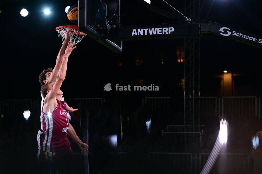 Nauris Miezis pictured during the final game of the 3x3 basketball between Netherlands and Latvia at the men's FIBA 3x3 Europe Cup, on Sunday 13 September 2026 in Antwerp